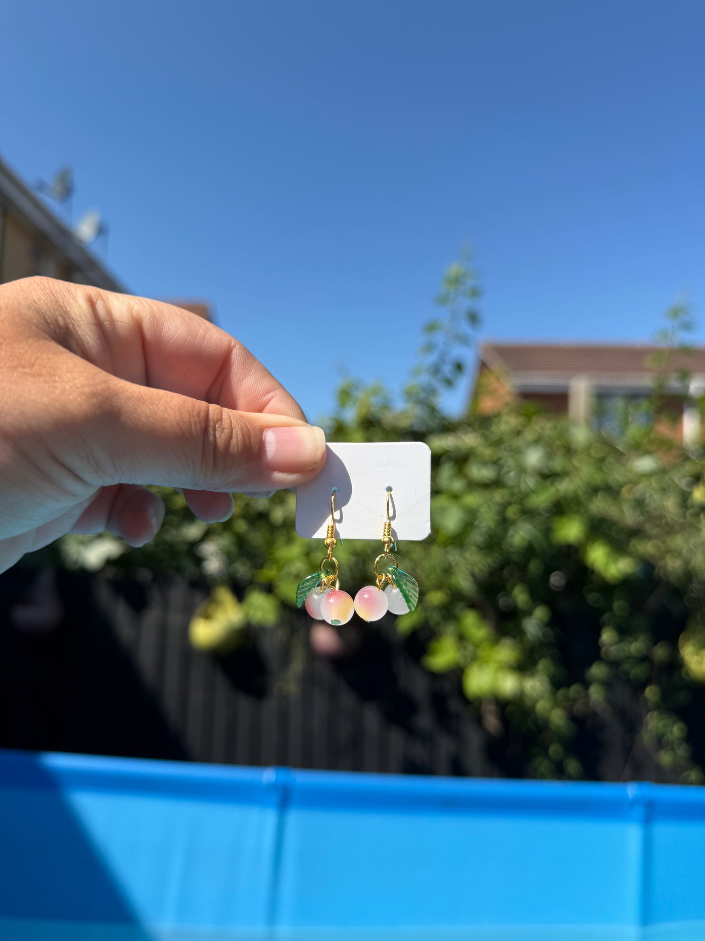 Peach Cherry Drop Earrings
