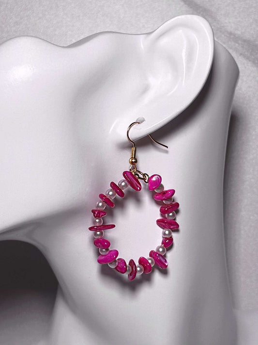 Handmade Fuchsia Statement Hoop Earrings