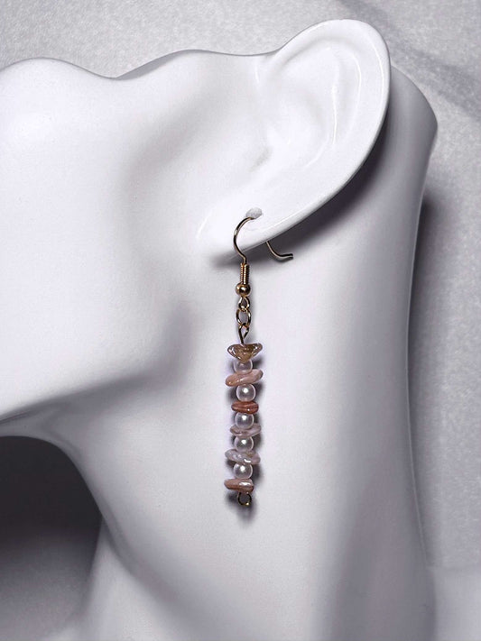 Desert Pearl Handmade Stone & Pearl Drop Earrings