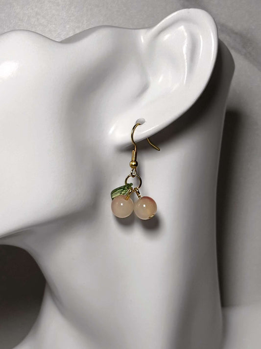 Peach Cherry Drop Earrings