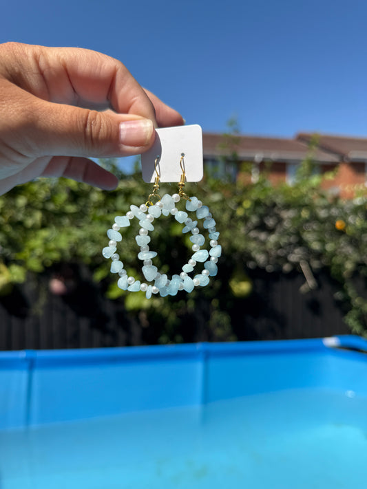 Handmade Blue Hoop Earrings