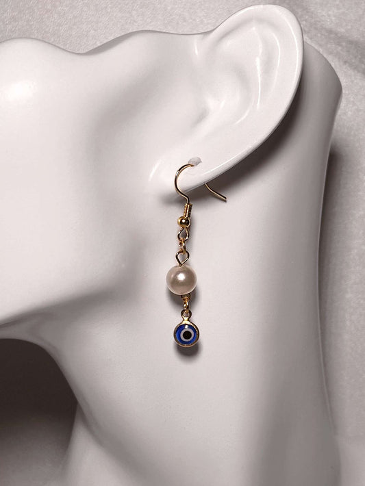 Guardian Glow Evil Eye & Pearl Drop Earrings