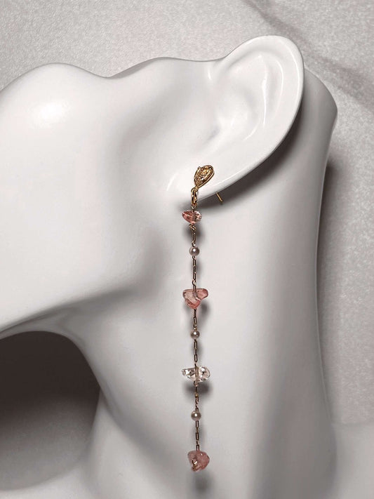 Rosé Garden Handmade Pink Bead Drop Earrings